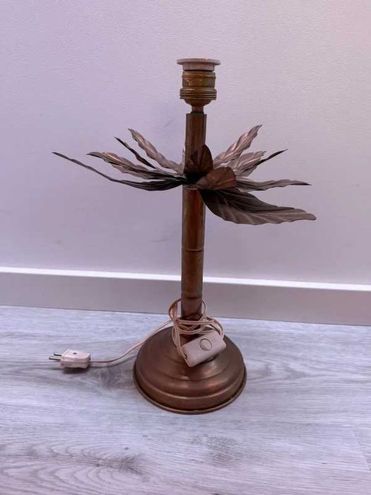 Candeeiro de Mesa Vintage Palmeira / Botânico – Metal Dourado Envelhecido