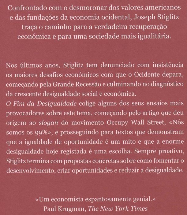Livro O Fim da Desigualdade de Joseph E. Stiglitz [Portes Grátis]