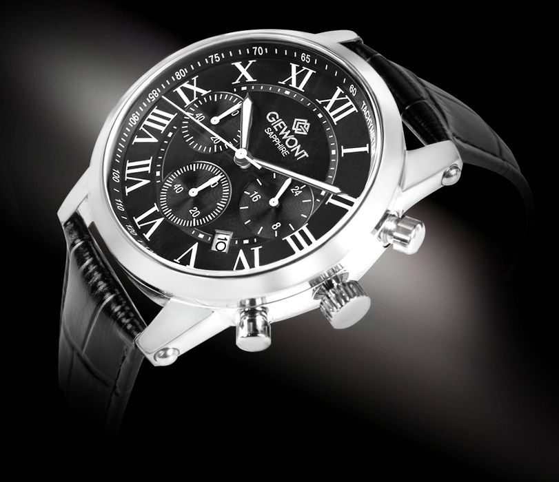 zegarek męski giewont chronograph sapphire srebrno czarny gw6260-a2