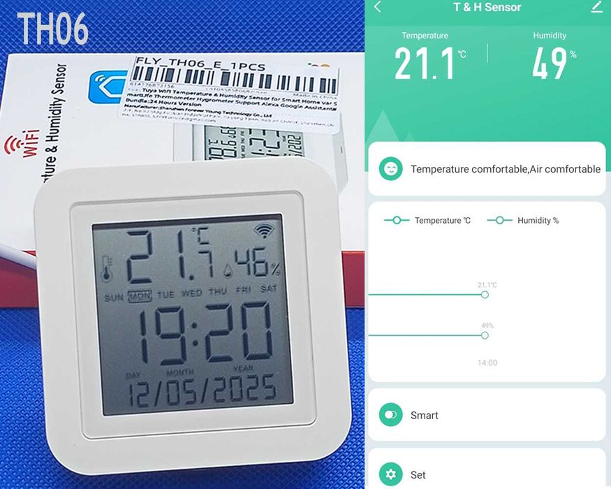 Розумний Tuya Wi-Fi датчик термометр гігрометр