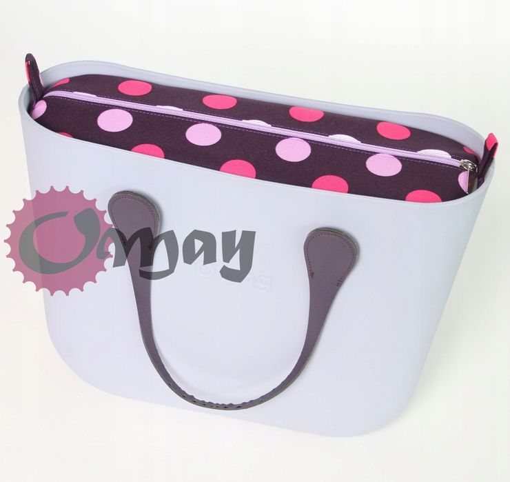 Fioletowy organizer do OBAG STANDARD grochy fiolet róż 2kieszenie OMAY