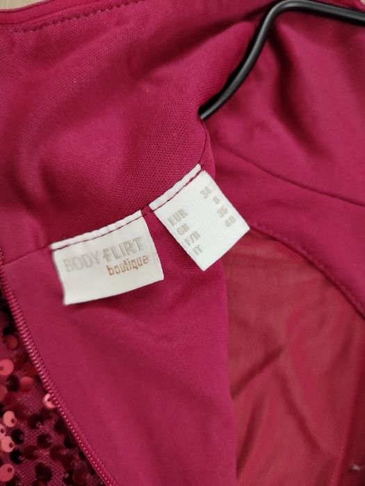 Bordowa sukienka maxi cekinowa elegancka 34 wieczorowa sequin dress