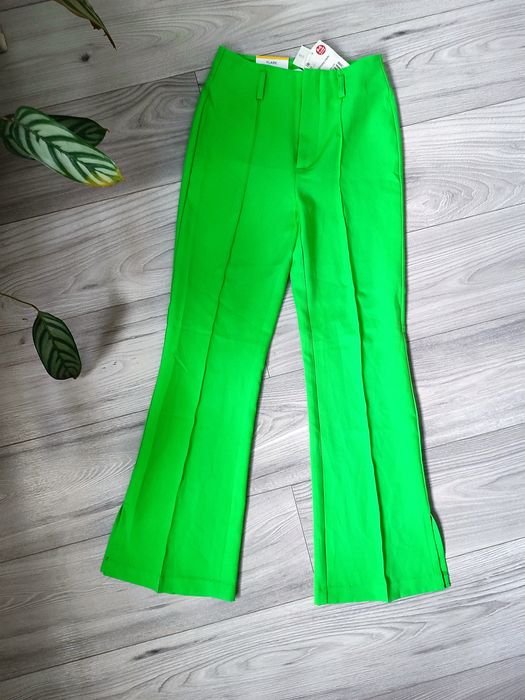 Nowe spodnie z metką xxs zielone dzwony eleganckie