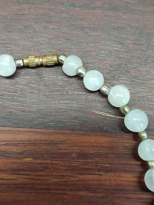 Stary naszyjnik kolia z kamieni naturalnych biały agat vintage