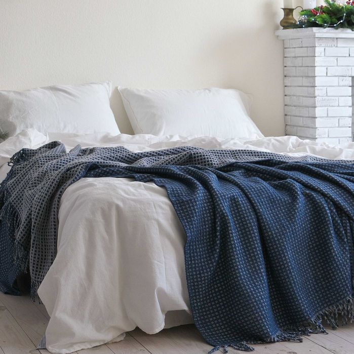 Покривало 200х220 LA MODNO COSY Dark Blue-Sky Gray синьо-сіре