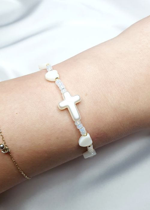 Bransoletka różaniec z masy perlowej