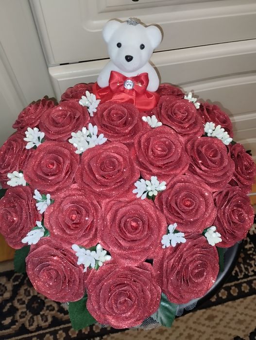 Букет на день закоханих з атласної стрічки