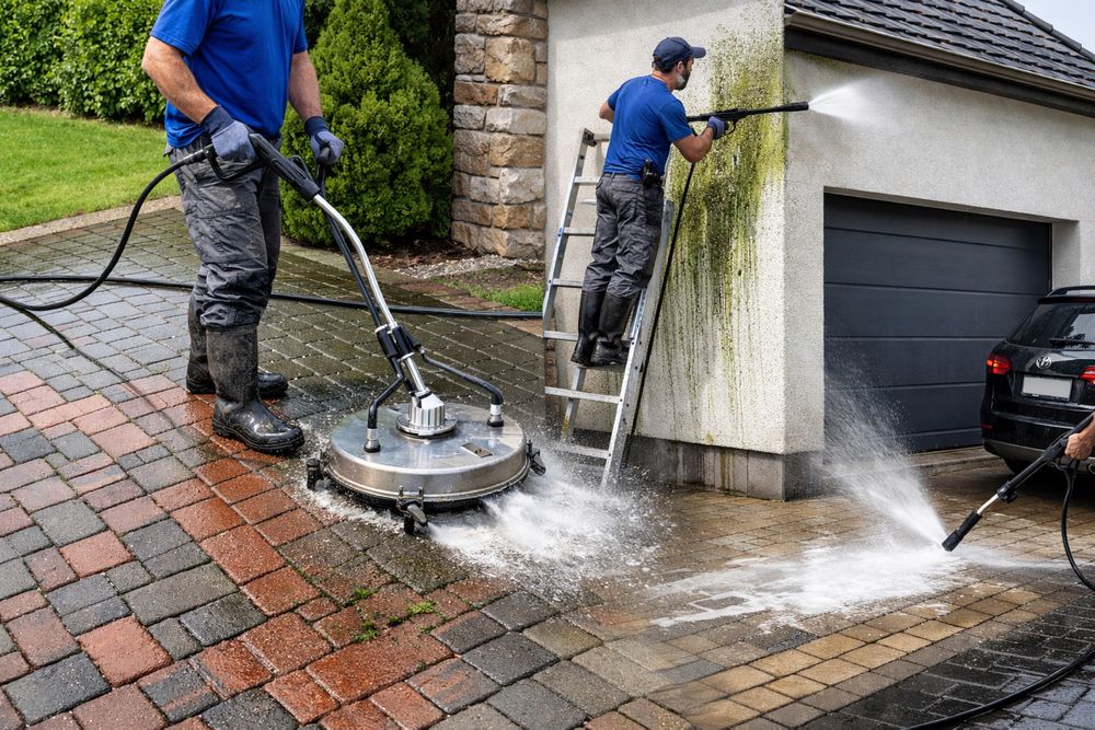 Mycie kostki, patkingow elewacji, podjazdow, okien etc