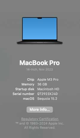 Apple MacBook M3 Pro/36GB/512 Gwiezdna Czerń 14R GPU