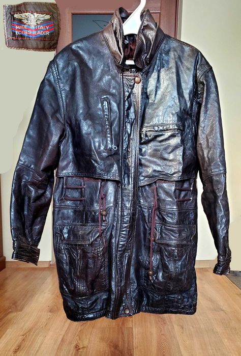 Вінтажна шкіряна жіноча куртка XL парка 90-их | Made in Italy