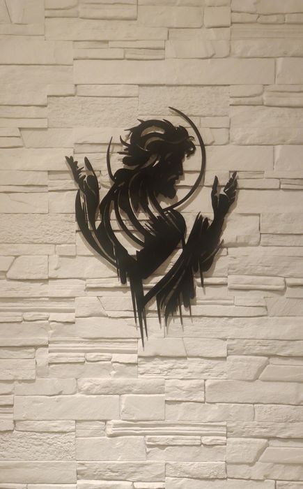 Drewniana płaskorzeźba, ręcznie wykonany obraz Jezusa Chrystusa