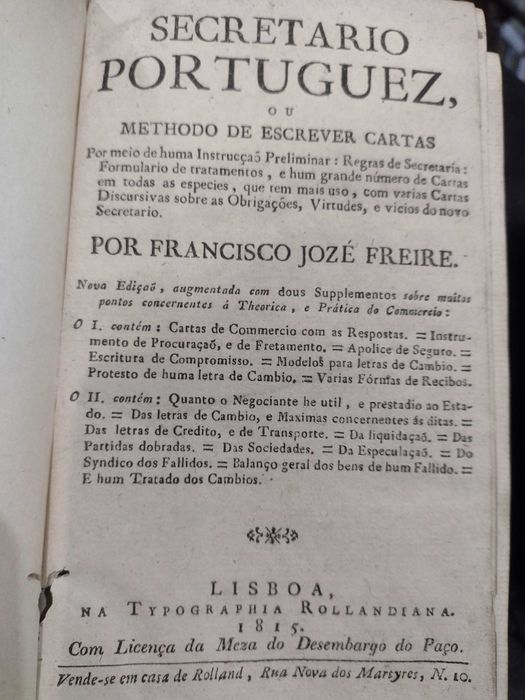 Secretario Portuguez 1815 Francisco Jozé Freire