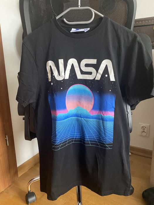 Tshirt Nasa Czarny z niebieskim nadrukiem