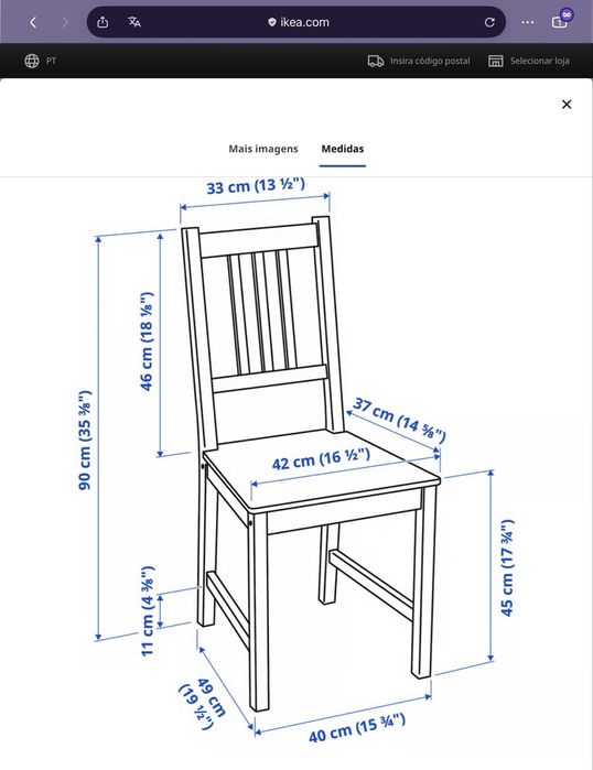 Cadeiras em pinho macio do Ikea