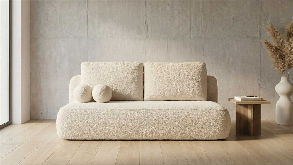 KANAPA rozkładana VEM z funkcją spania sofa tkanina boucle PRODUCENT