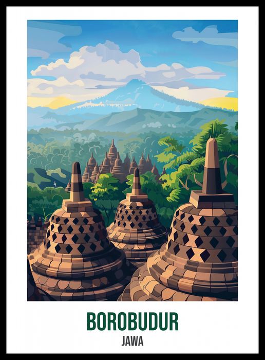 Plakat 40x55cm Borobudur