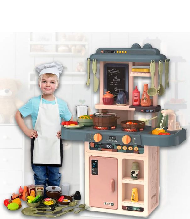 Дитяча ігрова кухня на 36 предметів з посудом та продуктами .