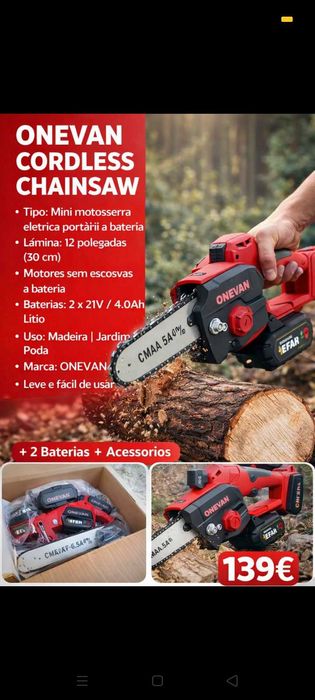 Moto serra a Bateria 139€. Oportunidades