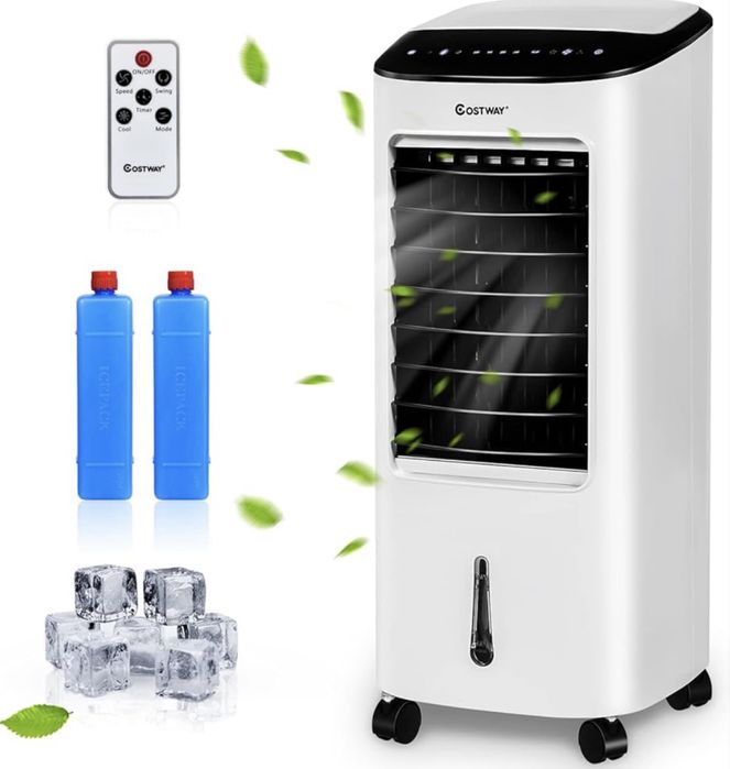COSTWAY Przenośny klimatyzator 3 w 1, wentylator chłodzący, oczyszczacz powietrza, nawilżacz powietrza, 65 W, zbiornik 7 l, timer 7,5 h, pilot sterowa