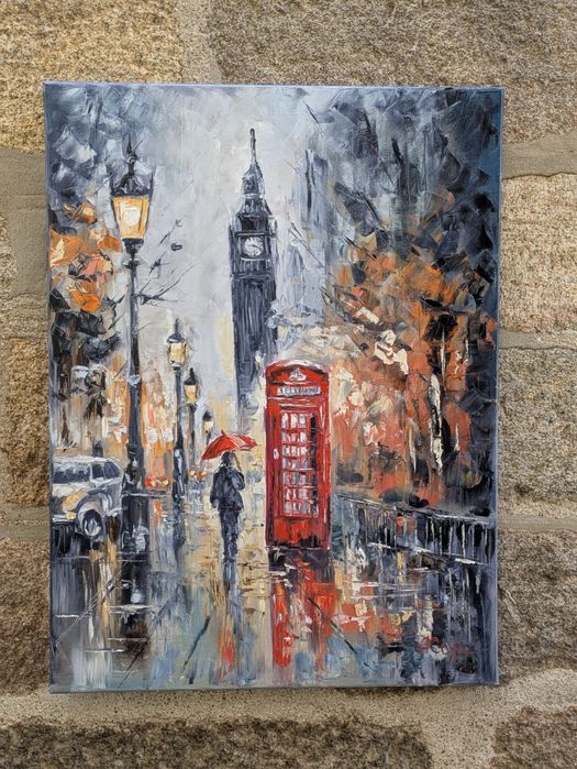 Quadro pintado a óleo, 80x60 cm