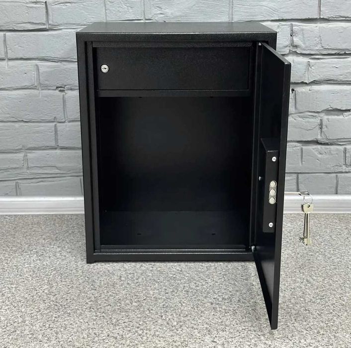 Офісний сейф для зберігання документів з касовим відділенням трейзером