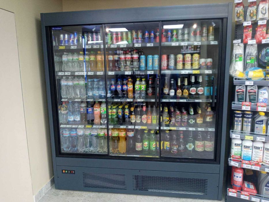 Холодильні регали. Енергозберігаючі вітрини в магазин. Гірки. Стелажі