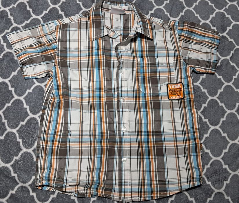 Elegancki zestaw 2x koszula szara kratka grafit  r ok 128