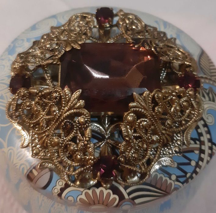 Запонки Sea Lord Англия,брошь с аметистом,Филигрань,Чехия(винтаж).