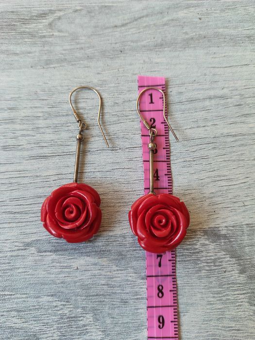 Nowe wiszące kolczyki róże hand made kod545