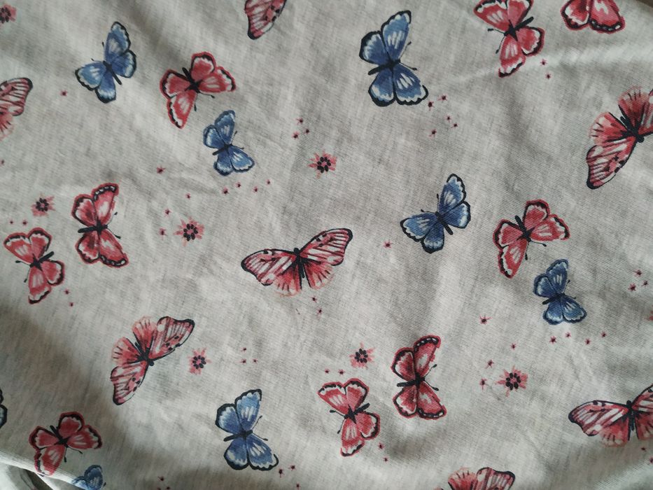 Szara bluzka tunika w motylki H&M rozm. 122/128