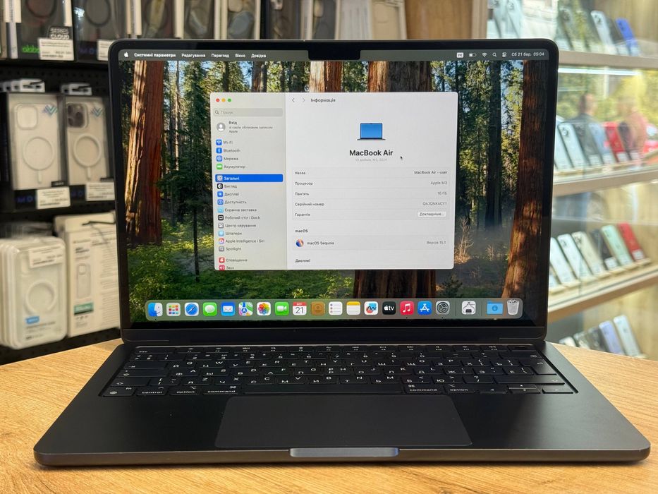 Apple MacBook Air 13 M3 16GB RAM 8GPU 256Gb Midnight 2024 MC8K4
