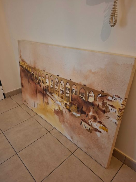 Lisbon Aqueduct Painting in Warm Tones64584896497922121