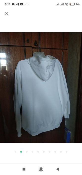 Белое худи унисекс оверсайз плюс сайз Xl/3XL
