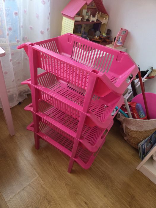 Cestos arrumacão brinquedos rosa