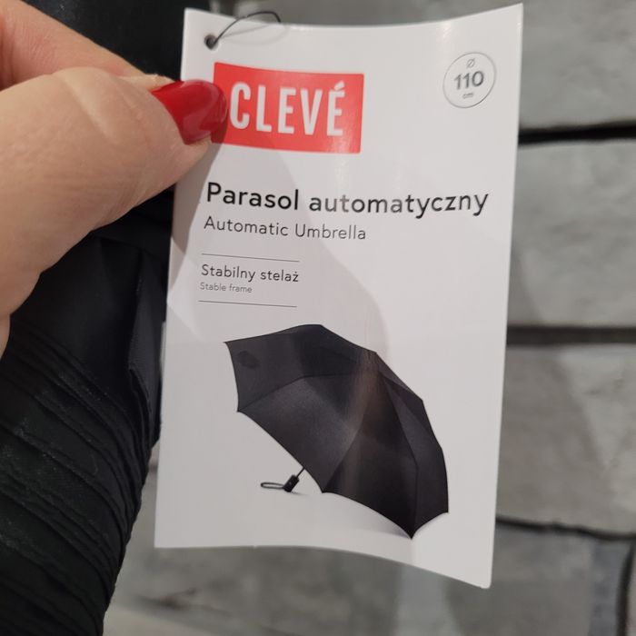Czarny parasol automatyczny średnica 110cm na prezent