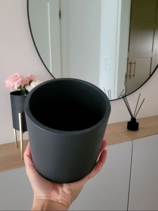 2x Doniczka Betonowa Loft Minimalistyczna Czarny Mat Scandi Boho