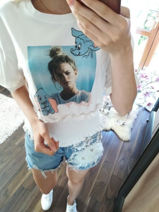 HIT ! Bluzka słoniki guma z krótkim rękawem