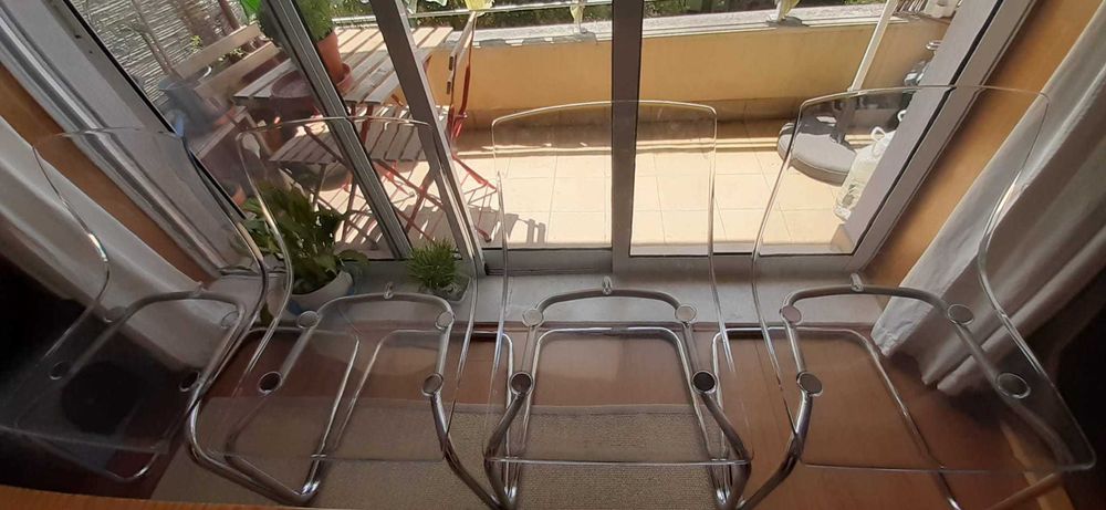 4 Cadeiras, transparente/cromado