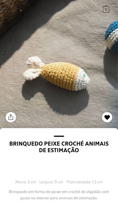 Brinquedo Peixe Croché Animais De Estimação Zara Home NOVO