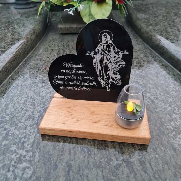 ZNICZ solarny led statuetka na cmentarz grób duża dąb