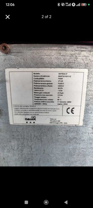 Caldeira a pellets em bom estado