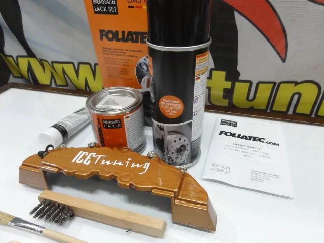 Tinta alta temperatura Foliatec de cor Cobre metálico brilhante (mercedes AMG carbon ceramic) para bombas / pinças travão, kit 3 c