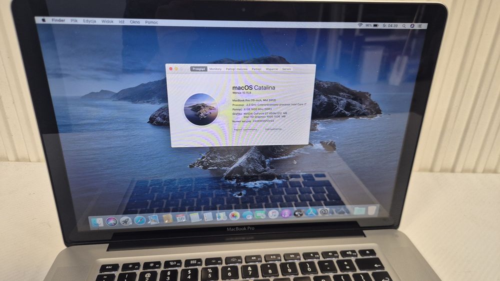 Macbook Pro 15 A1286 MID2012 15,4/i7-3615QM/16GB/256SSD/GT650M/Catalina