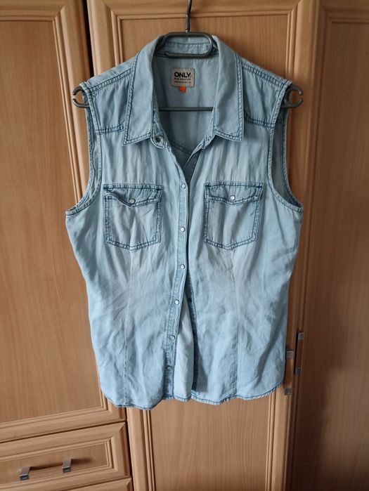 Jeansowa zapinana bluzka koszula kamizelka only xl