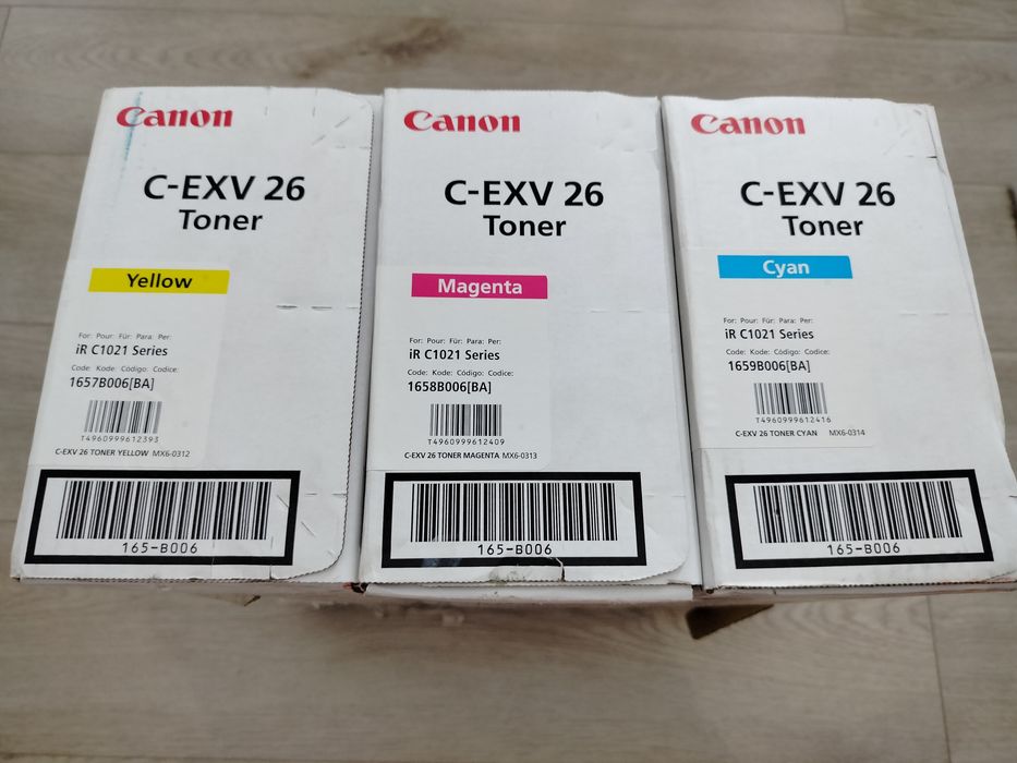 tonery Canon C-EXV 26 :  żółty, magenta i cyan