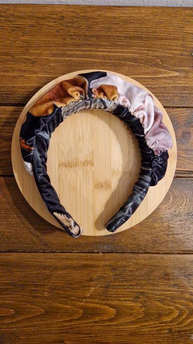 opaska korona welurowa opaska do włosów handmade rękodzieło