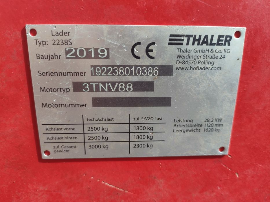 Ładowarka thaler 2238s rok 2019 waga 1600kg