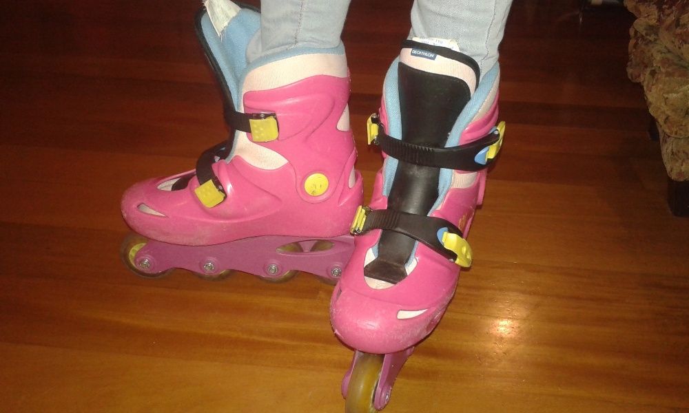 Patins em linha, nº 31+proteções cotovelos, joelhos e punhos