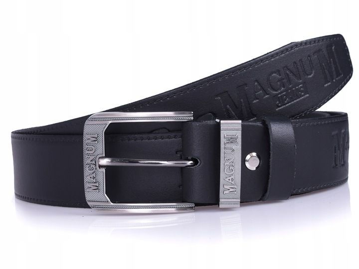 Skórzany Pasek Do Spodni Magnum 4cm Jeans Czarny