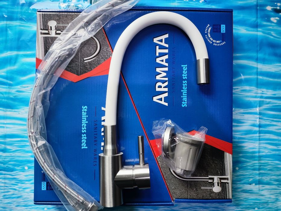 Змішувач для кухні ARMATA SUS 011 REFL black, gray and white